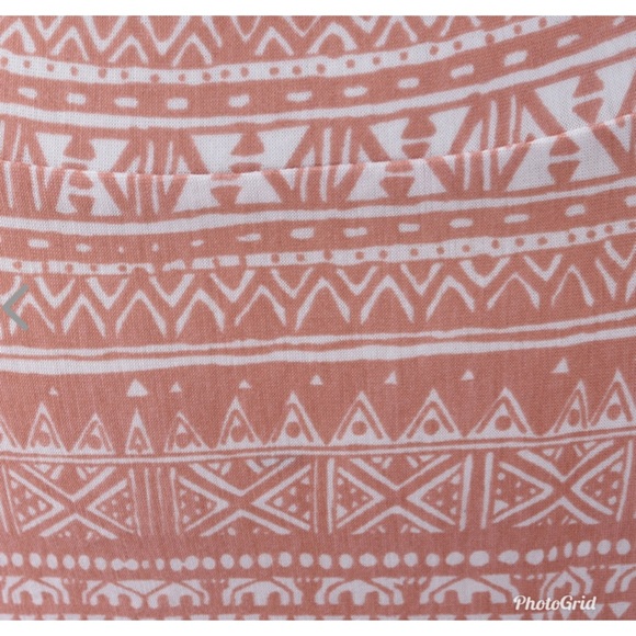 Salmon Tribal Pattern Pleated Mini Knit Skirt - Picture 4 of 4